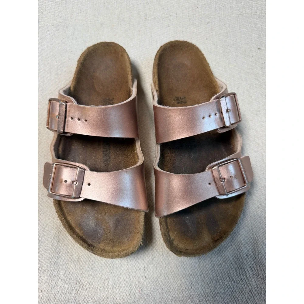 Birkenstock Arizona Kids Sandals Metallic Copper Rose Gold 32 US 1-1.5 Narrow